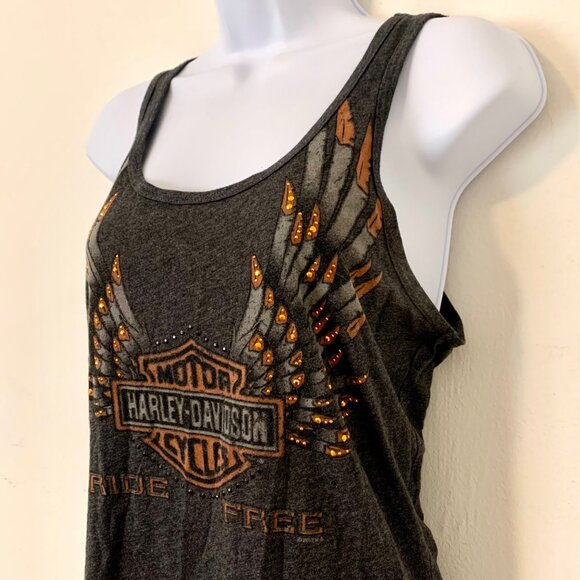 Harley-Davidson Charcoal Tank with Orange Details - Picture 2 of 8
